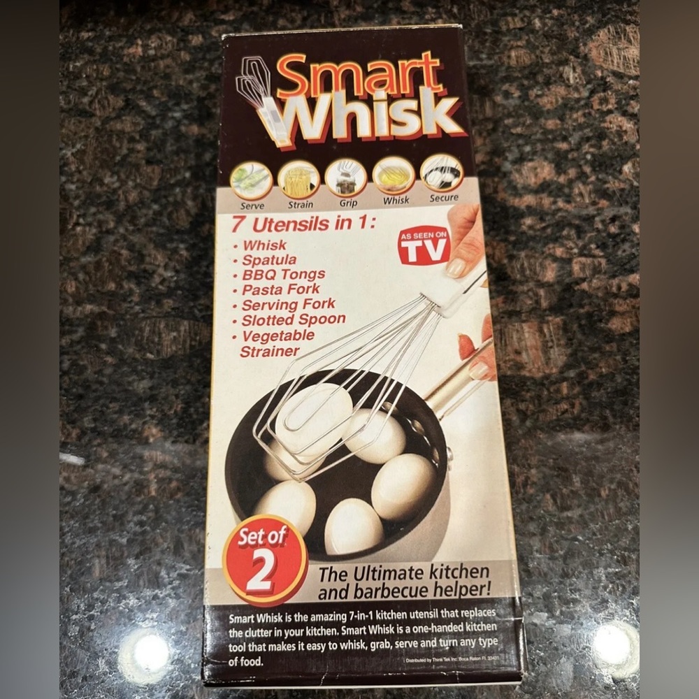 Smart Whisk As Seen on TV 7 Utensils In 1 Scramble Stir Grip Strain Mix Set of 2